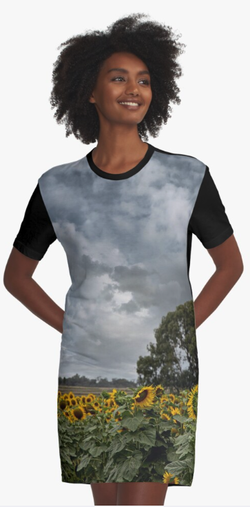 Graphics T-Shirt Dress - "Sunflower Field"