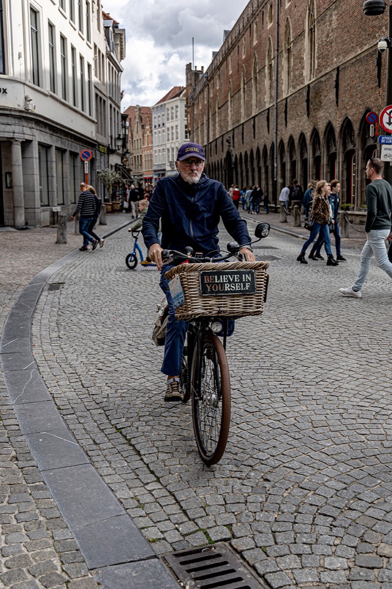 bike rider in Bruges, Belgium