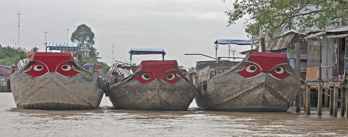 The "Eye" Boats keeping the evil spirits away on the Mekong River, Vietnam