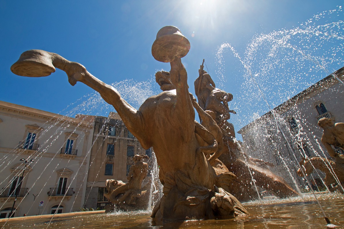 Mighty Horses - Magnificent fountain in the Town Square of Siracusa, Italy