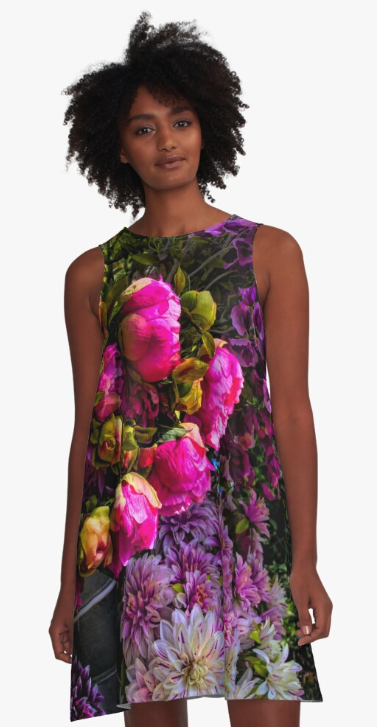 A-line Dress - "Bucket of Flowers"